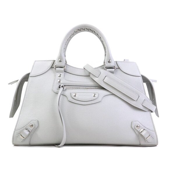 BALENCIAGA Gray Leather Shoulder Bag - Picture 1 of 5